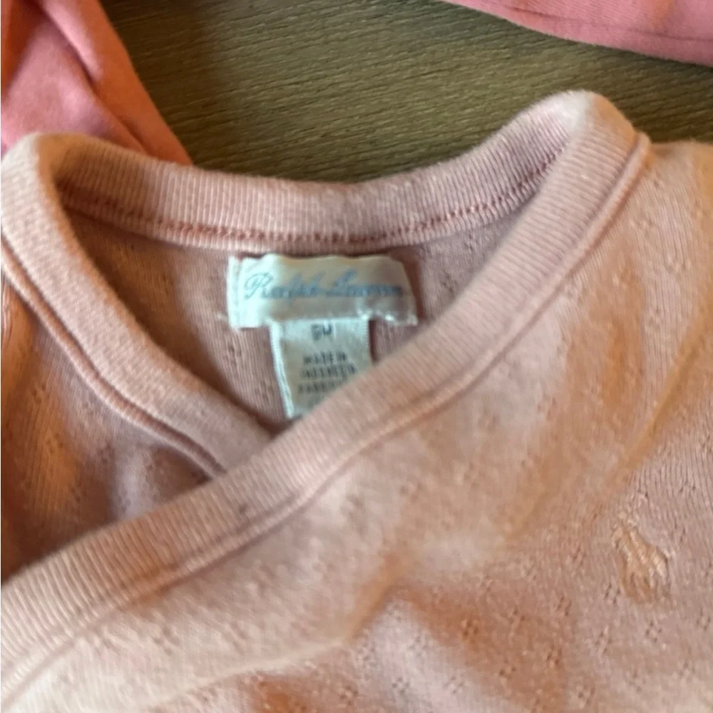2 pink ralph lauren baby bodysuit onesies